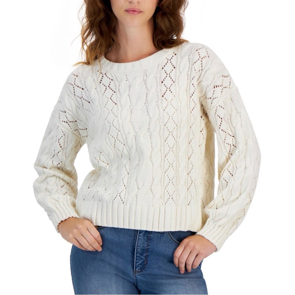 Hippie Rose Cream Cable Knit Sweater